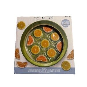 Tic Tac Toe Ceramic Board Pieces Games Family Night Gifts Summer New In Box 8-up